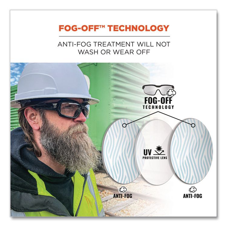 Skullerz Loki Safety Glasses/Goggles, Fog-Off Technology, Black Full Frame, Clear Dual Lens