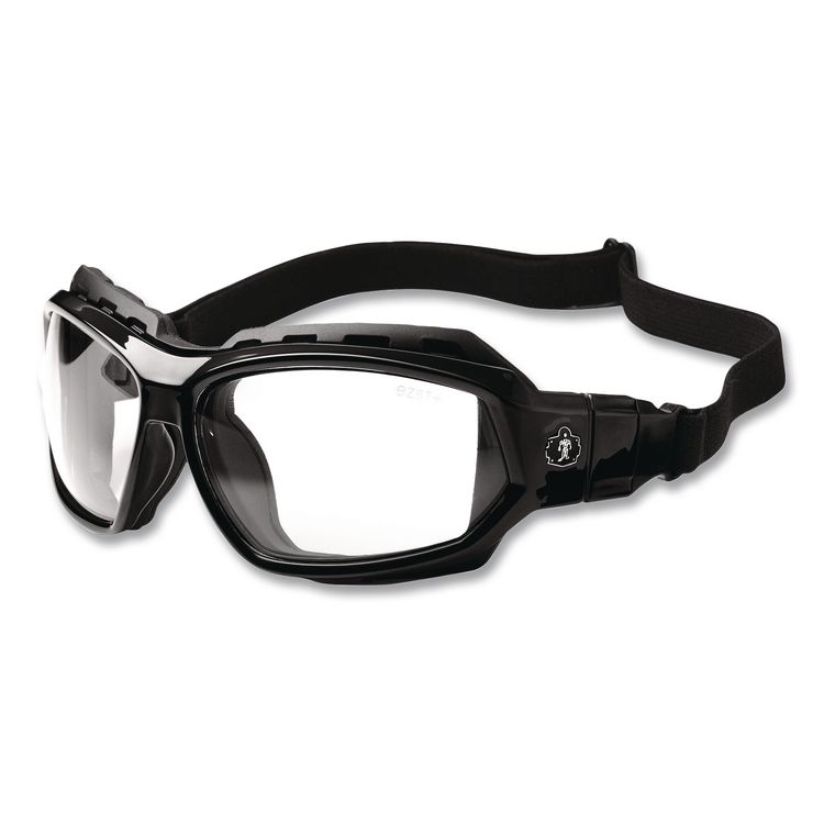 Skullerz Loki Safety Glasses/Goggles, Fog-Off Technology, Black Full Frame, Clear Dual Lens