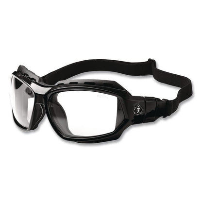 Skullerz Loki Safety Glasses/Goggles, Fog-Off Technology, Black Full Frame, Clear Dual Lens