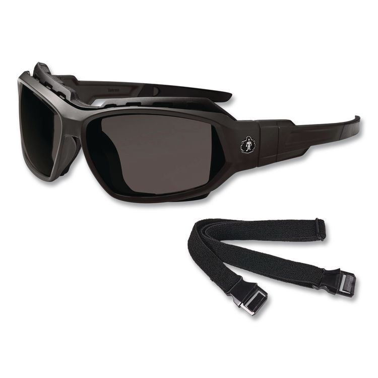 Skullerz Loki Safety Glasses/Goggles, Fog-Off Technology, Black Full Frame, Smoke Dual Lens