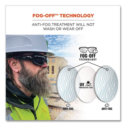 Skullerz Loki Safety Glasses/Goggles, Fog-Off Technology, Black Full Frame, Smoke Dual Lens