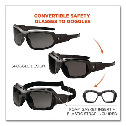 Skullerz Loki Safety Glasses/Goggles, Fog-Off Technology, Black Full Frame, Smoke Dual Lens