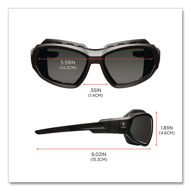 Skullerz Loki Safety Glasses/Goggles, Fog-Off Technology, Black Full Frame, Smoke Dual Lens