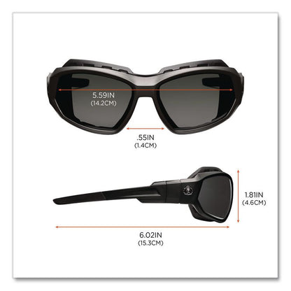 Skullerz Loki Safety Glasses/Goggles, Fog-Off Technology, Black Full Frame, Smoke Dual Lens
