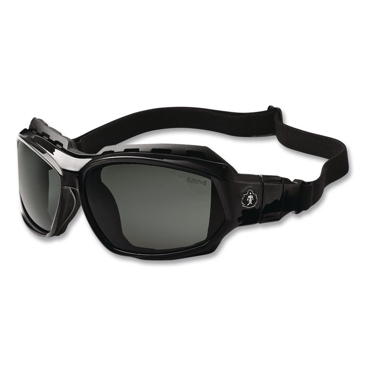 Skullerz Loki Safety Glasses/Goggles, Fog-Off Technology, Black Full Frame, Smoke Dual Lens