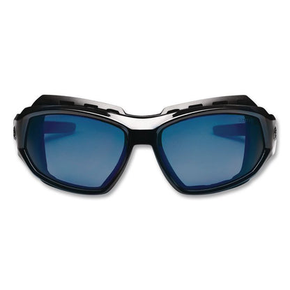 Skullerz Loki Safety Glasses/Goggles, Black Full Frame, Mirrored Blue Dual Lens