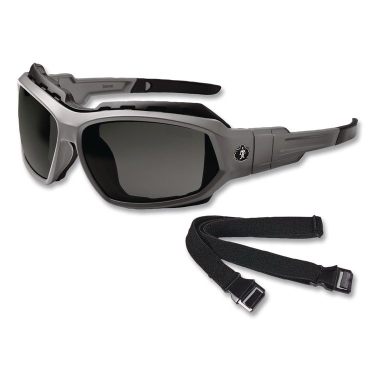 Skullerz Loki Safety Glasses/Goggles, Fog-Off Technology, Matte Gray Full Frame, Smoke Dual Lens
