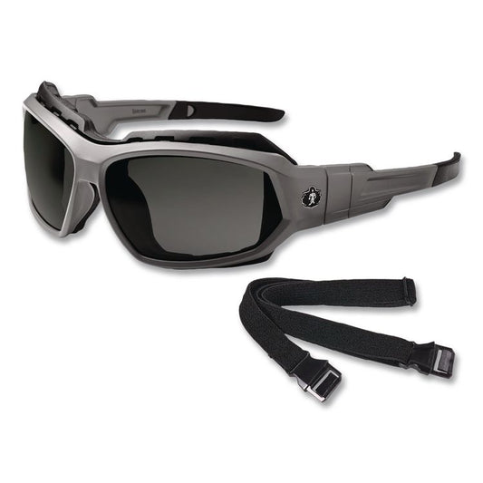 Skullerz Loki Safety Glasses/Goggles, Fog-Off Technology, Matte Gray Full Frame, Smoke Dual Lens