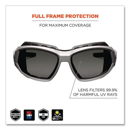 Skullerz Loki Safety Glasses/Goggles, Fog-Off Technology, Matte Gray Full Frame, Smoke Dual Lens