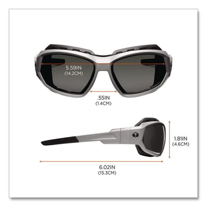 Skullerz Loki Safety Glasses/Goggles, Fog-Off Technology, Matte Gray Full Frame, Smoke Dual Lens