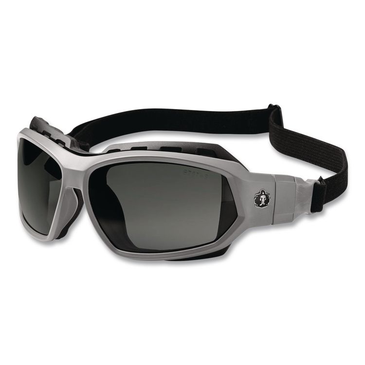 Skullerz Loki Safety Glasses/Goggles, Fog-Off Technology, Matte Gray Full Frame, Smoke Dual Lens