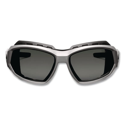 Skullerz Loki Safety Glasses/Goggles, Fog-Off Technology, Matte Gray Full Frame, Smoke Dual Lens