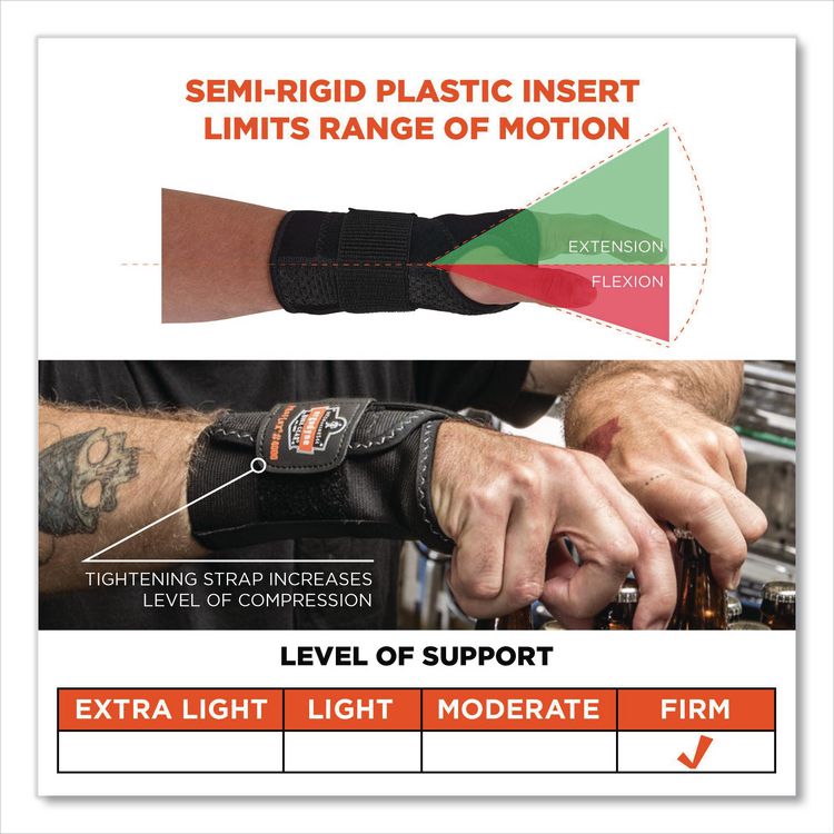 ProFlex 4000 Single Strap Wrist Support, X-Large, Fits Left-Hand, Black