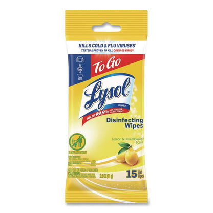 Disinfecting Wipes Flatpacks, 1-Ply, 6.69 x 7.87, Lemon and Lime Blossom, White, 15 Wipes/Flat Pack, 24 Flat Packs/Carton