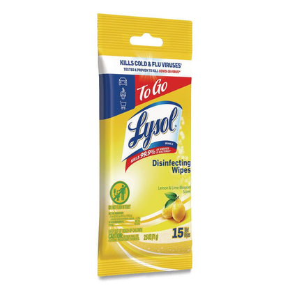 Disinfecting Wipes Flatpacks, 1-Ply, 6.69 x 7.87, Lemon and Lime Blossom, White, 15 Wipes/Flat Pack, 24 Flat Packs/Carton