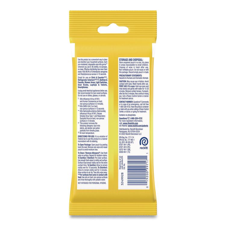 Disinfecting Wipes Flatpacks, 1-Ply, 6.69 x 7.87, Lemon and Lime Blossom, White, 15 Wipes/Flat Pack, 24 Flat Packs/Carton