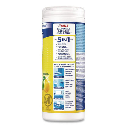 Disinfecting Wipes, 1-Ply, 7 x 7.25, Lemon and Lime Blossom, White, 35 Wipes/Canister