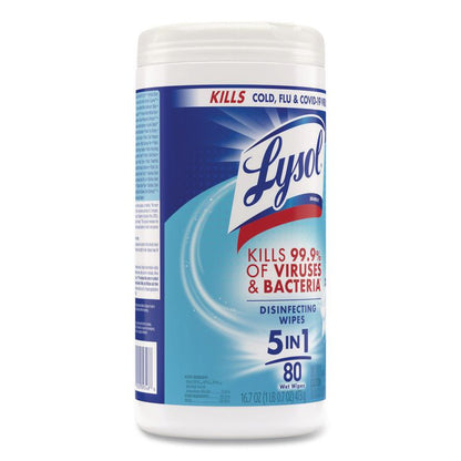 Disinfecting Wipes, 1-Ply, 7 x 7.25, Crisp Linen, White, 80 Wipes/Canister