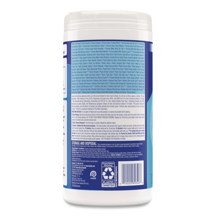 Disinfecting Wipes, 1-Ply, 7 x 7.25, Crisp Linen, White, 80 Wipes/Canister