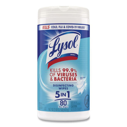 Disinfecting Wipes, 1-Ply, 7 x 7.25, Crisp Linen, White, 80 Wipes/Canister