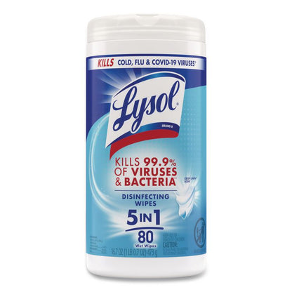 Disinfecting Wipes, 1-Ply, 7 x 7.25, Crisp Linen, White, 80 Wipes/Canister, 6 Canisters/Carton