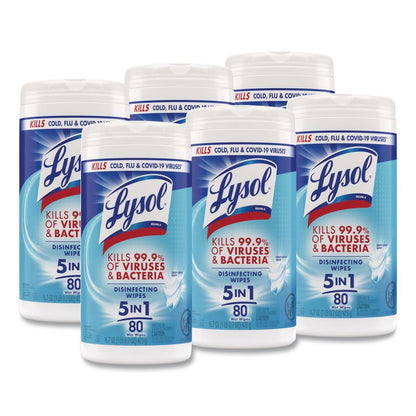 Disinfecting Wipes, 1-Ply, 7 x 7.25, Crisp Linen, White, 80 Wipes/Canister, 6 Canisters/Carton