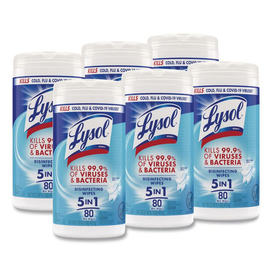 Disinfecting Wipes, 1-Ply, 7 x 7.25, Crisp Linen, White, 80 Wipes/Canister, 6 Canisters/Carton