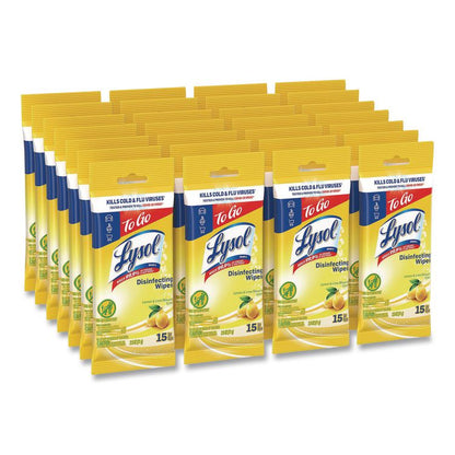 Disinfecting Wipes Flatpacks, 1-Ply, 6.69 x 7.87, Lemon and Lime Blossom, White, 15 Wipes/Flat Pack, 24 Flat Packs/Carton