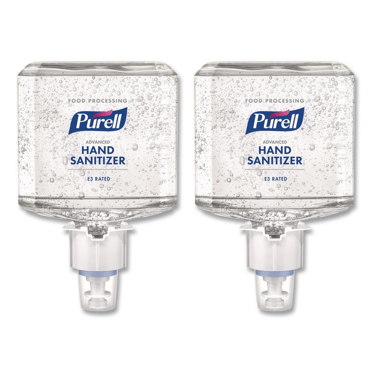 Advanced E3-Rated Instant Hand Sanitizer Gel, 1,200 mL Refill, Fragrance-Free, For ES4 Dispensers, 2/Carton