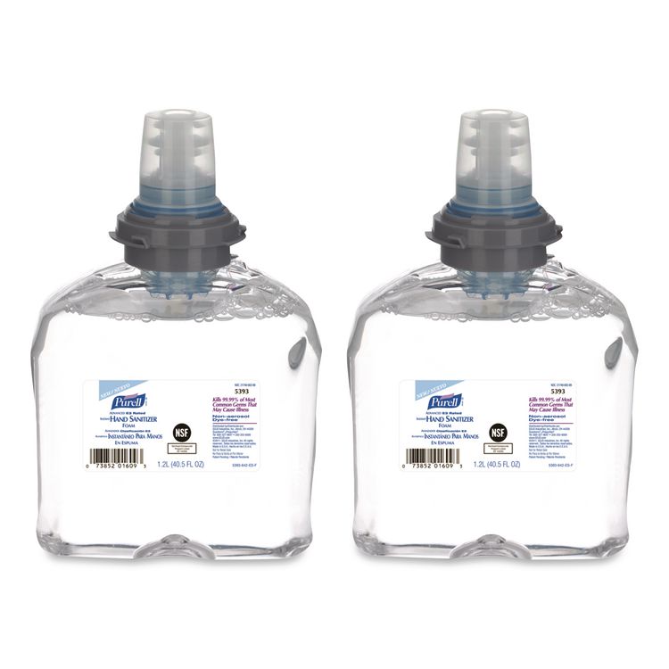 Advanced Hand Sanitizer E3-Rated Foam, 1,200 mL Refill, Fragrance-Free, 2/Carton