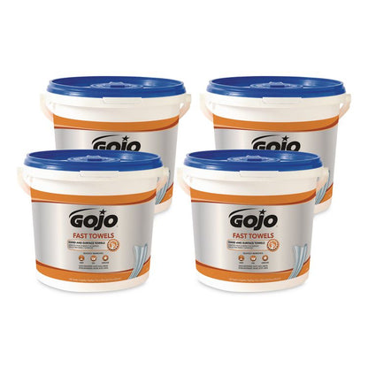 FAST TOWELS Hand Cleaning Towels, 9 x 10, Fresh Citrus, Blue, 130/Bucket, 4 Buckets/Carton