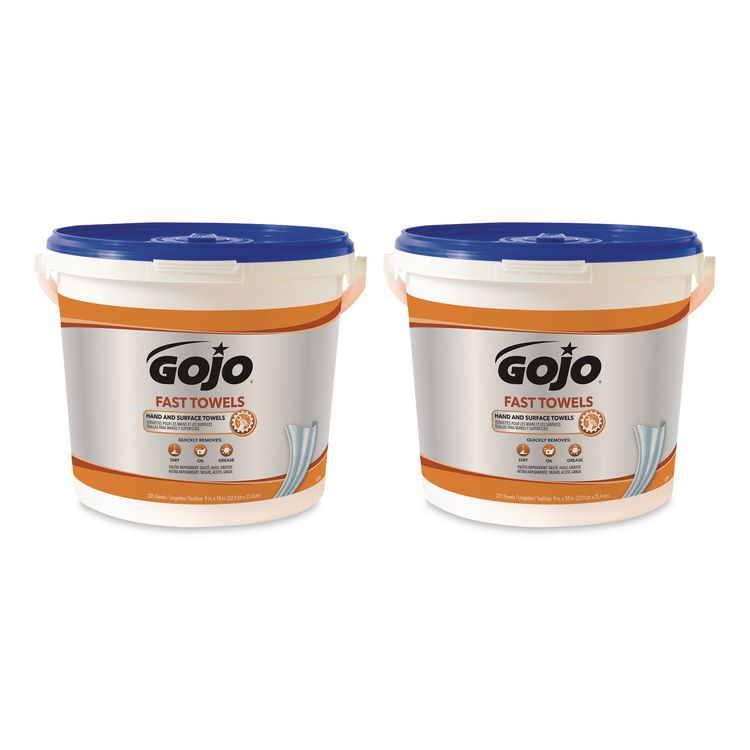 FAST TOWELS Hand Cleaning Towels, 9 x 10, Fresh Citrus, Blue, 225/Bucket, 2 Buckets/Carton