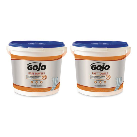 FAST TOWELS Hand Cleaning Towels, 9 x 10, Fresh Citrus, Blue, 225/Bucket, 2 Buckets/Carton
