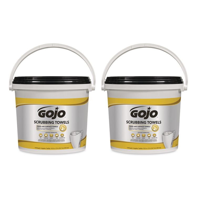 Scrubbing Towels, Hand Cleaning, Orange Scent, White/Yellow, 170/Bucket, 2 Buckets/Carton