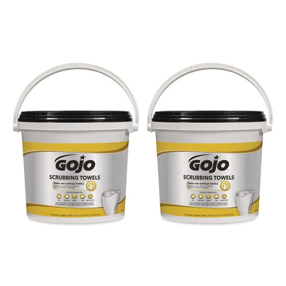 Scrubbing Towels, Hand Cleaning, Orange Scent, White/Yellow, 170/Bucket, 2 Buckets/Carton