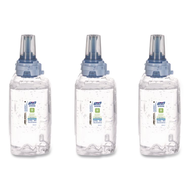Advanced Hand Sanitizer Green Certified Gel Refill, For ADX-12 Dispensers, 1,200 mL, Fragrance-Free, 3/Carton