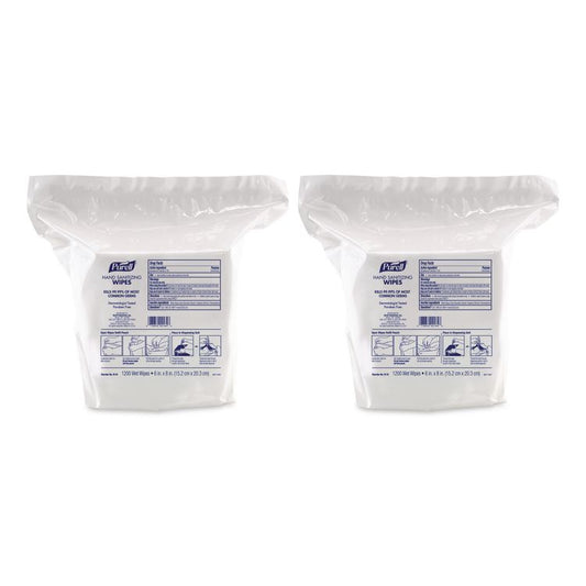 Hand Sanitizing Wipes, 6 x 8, Fresh Citrus Scent, White, 1,200/Refill Pouch, 2 Refills/Carton