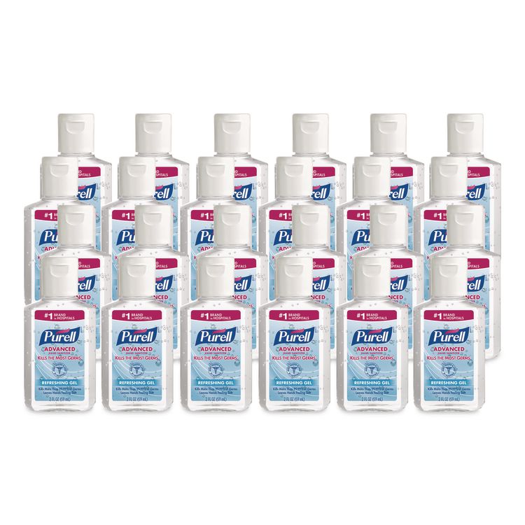 Advanced Hand Sanitizer Refreshing Gel, 2 oz, Flip-Cap Bottle, Clean Scent, 24/Carton