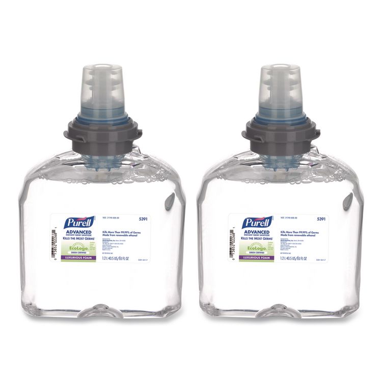 Advanced Hand Sanitizer Green Certified TFX Refill, Foam, 1,200 mL, Fragrance-Free, 2/Carton