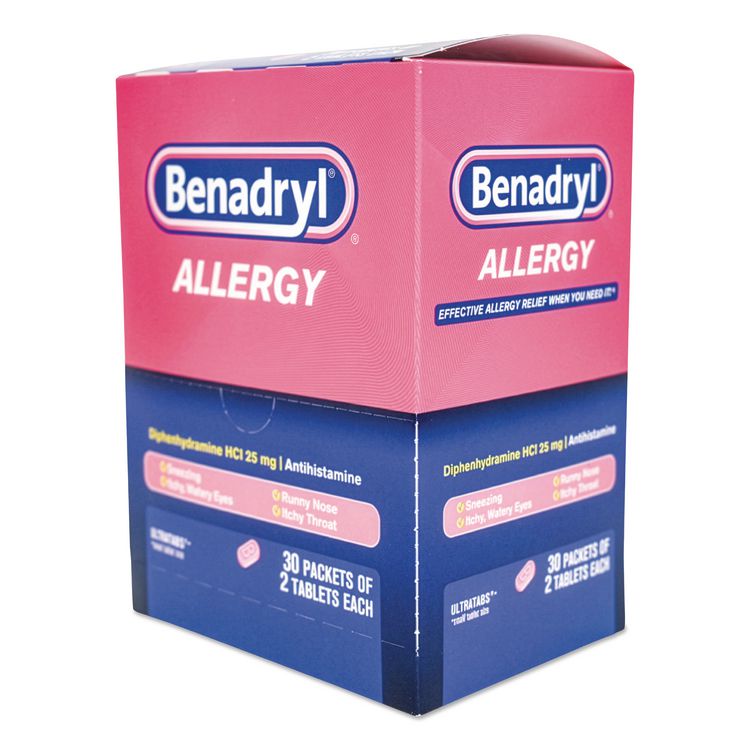 Benadryl Allergy, 2 Tablets/Packet, 30 Packets/Box