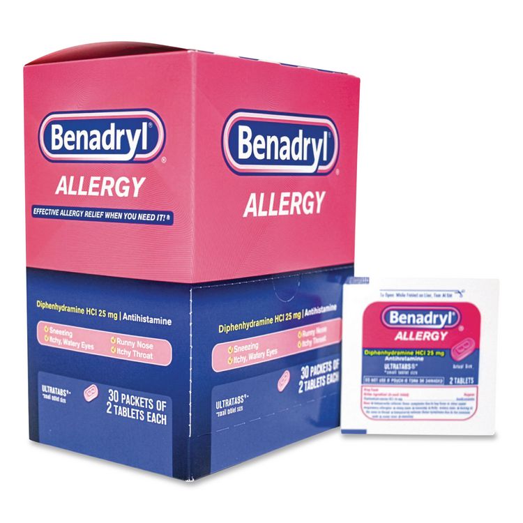 Benadryl Allergy, 2 Tablets/Packet, 30 Packets/Box