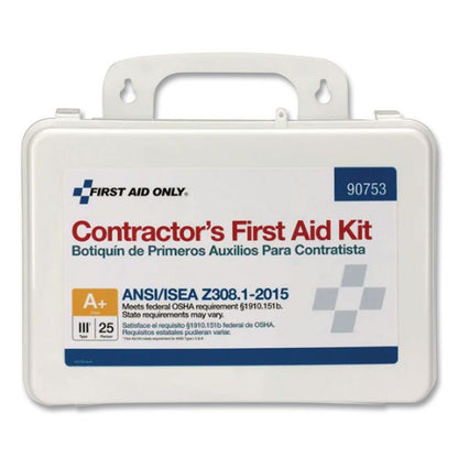 Contractor ANSI Class A+ First Aid Kit for 25 People, 128 Pieces, Plastic Case