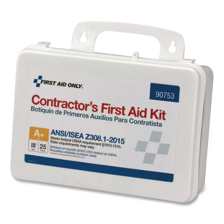 Contractor ANSI Class A+ First Aid Kit for 25 People, 128 Pieces, Plastic Case