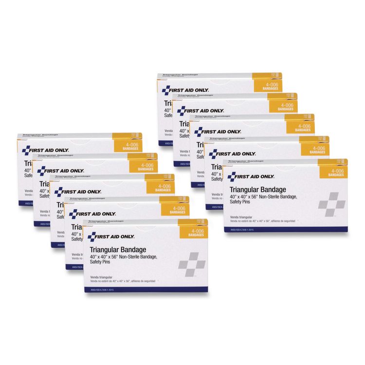 First-Aid Refill Sling/Tourniquet Triangular Bandages, 40 x 40 x 56, 10/Pack