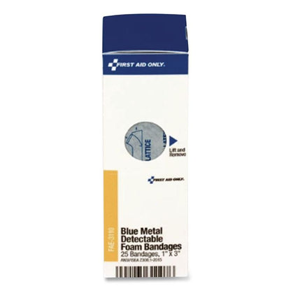 Metal Detectable Adhesive Bandages, Blue, 1 x 3, 25/Box