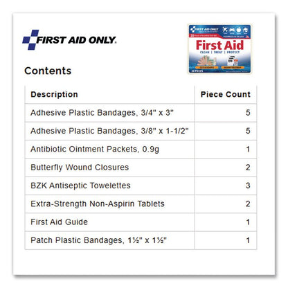 All-Purpose First Aid Kit, 21 Pieces, Plastic Case