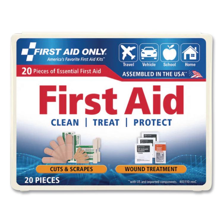 All-Purpose First Aid Kit, 21 Pieces, Plastic Case