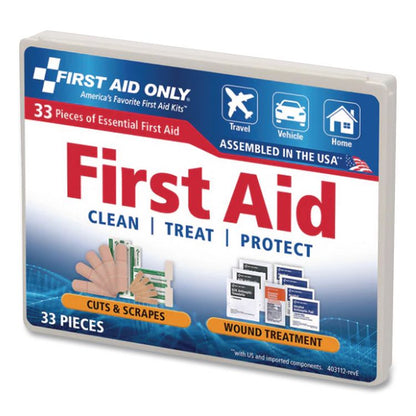 All-Purpose First Aid Kit, 34 Pieces, Plastic Case