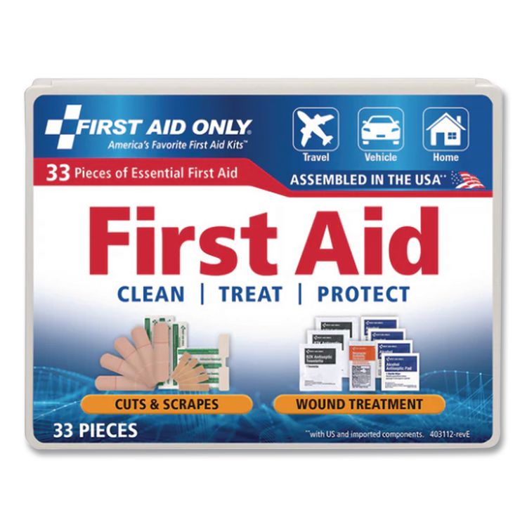 All-Purpose First Aid Kit, 34 Pieces, Plastic Case