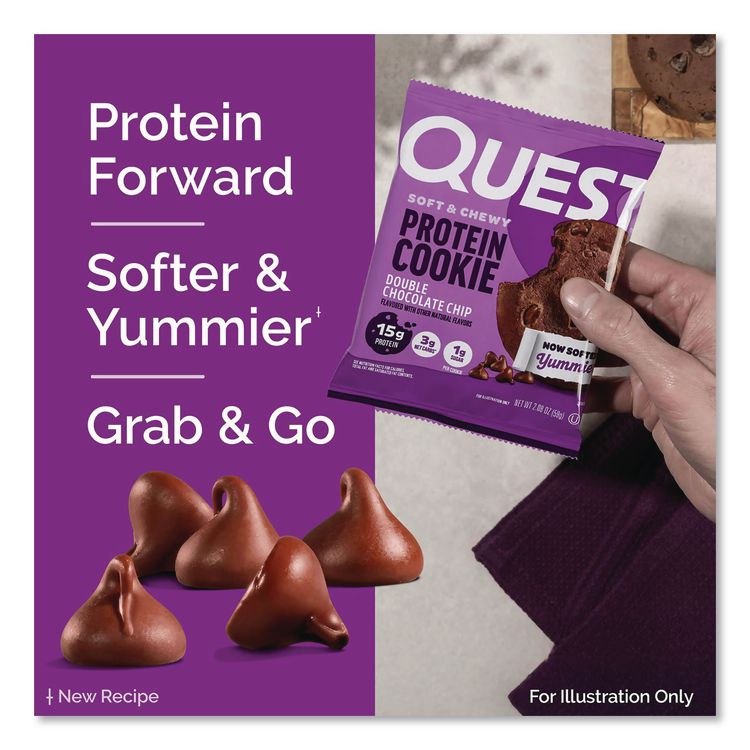 Gluten Free Protein Cookies, Double Chocolate Chip, 2.08 oz Bag, 12/Carton